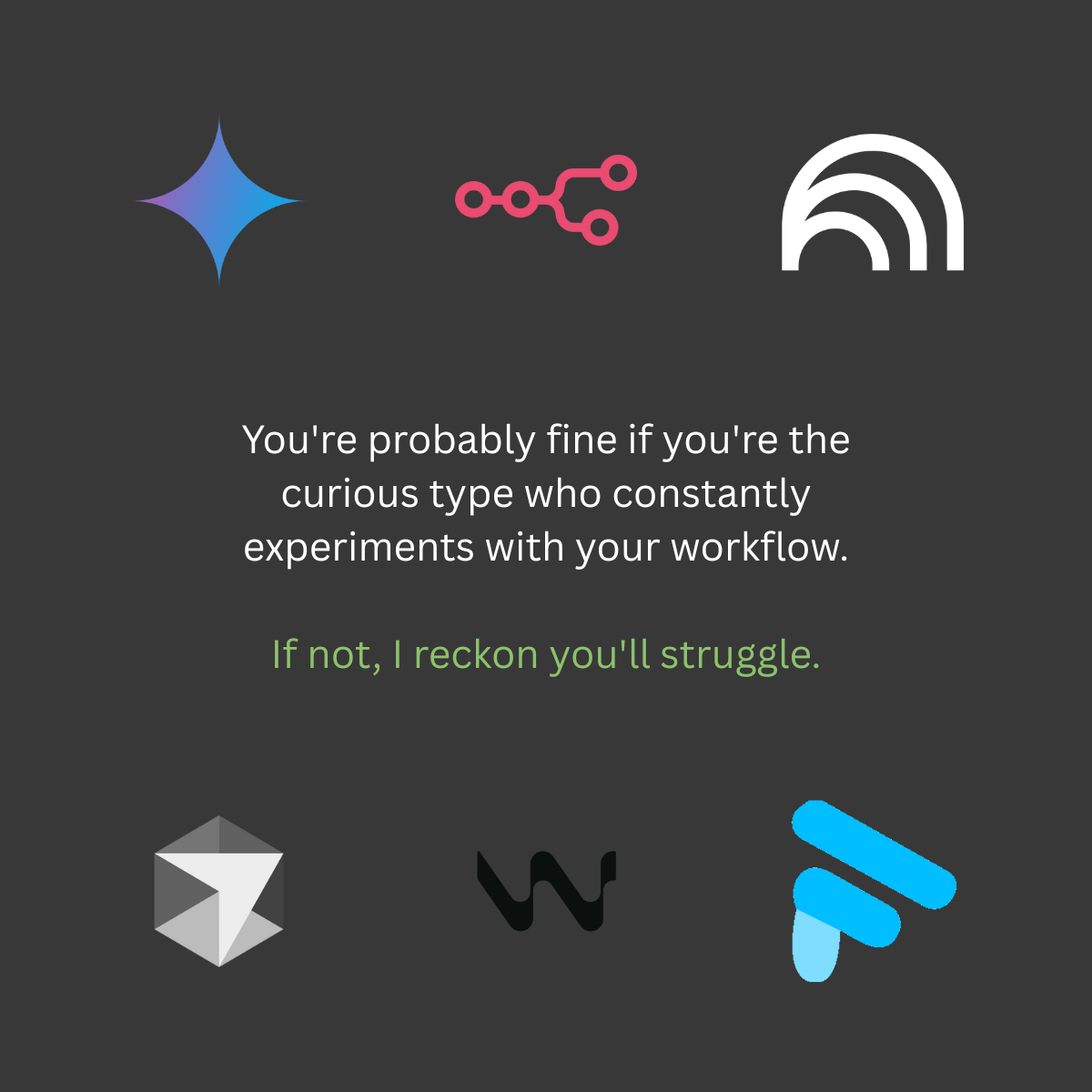 Quote card: you’re probably fine if you’re the curious type who constantly experiments with your workflow